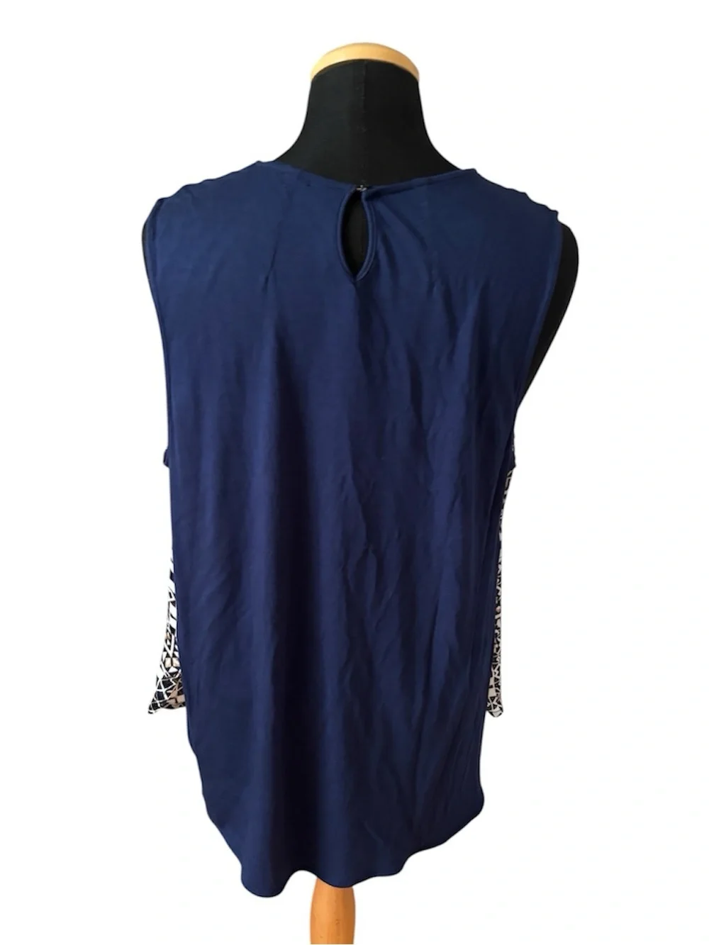 Cortefiel Woman Aztec Tribal Print Pleated Neck Tank Top Size XL